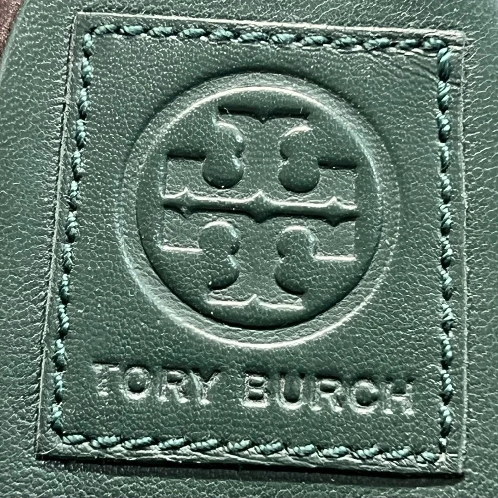 Tory Burch Edina Green Leather Colorblock Slingback Soho Lux Sandals Women’s 8.5 - Picture 15 of 16